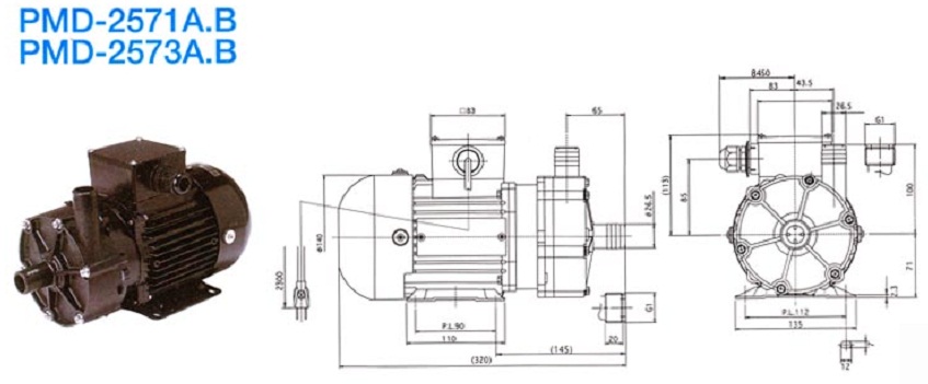 Hình ảnh của bơm hóa chất, bơm hóa chất dẫn động từ sanso PMD 2573